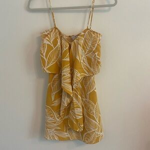 Yellow Leaf Print Women's Top